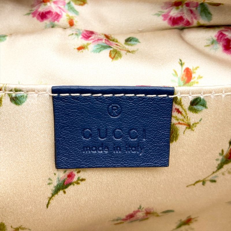 Gucci GG Marmont Quilted Shoulder Bag Denim 447632 Blue Faux Pearl Women