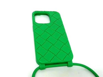 Bottega Veneta Intrecciato Rubber Iphone14pro Phone Case In Green