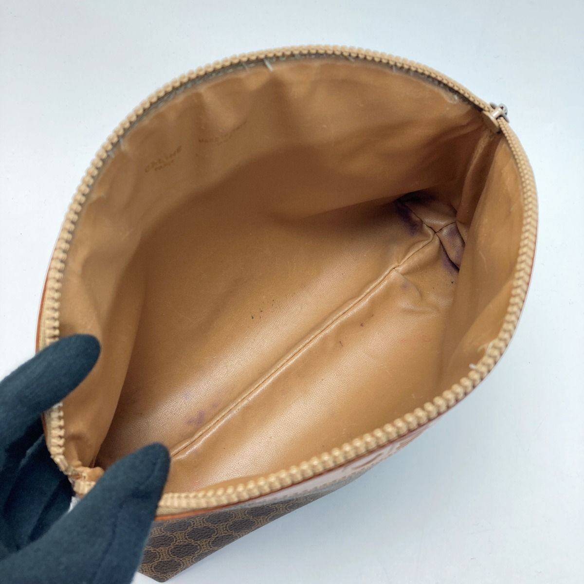 Celine Macadam Pattern Logo Embossed Clutch Bag Brown Second Bag Vintage