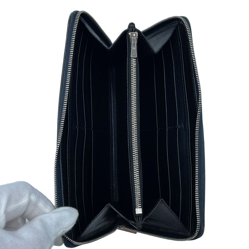 Celine Round Zip Long Leather Wallet Long Wallet Navy