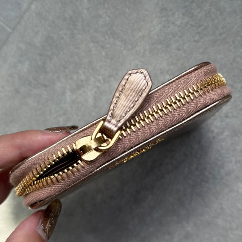 Prada Round Zipper Coin Case Card Case Viteromove Saffiano Pink Gold Box with