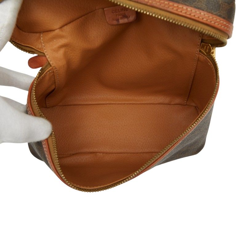 Celine Macadam Vanity Bag Handbag Brown PVC Leather Women Celine