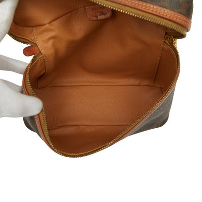 Celine Macadam Vanity Bag Handbag Brown PVC Leather Women Celine