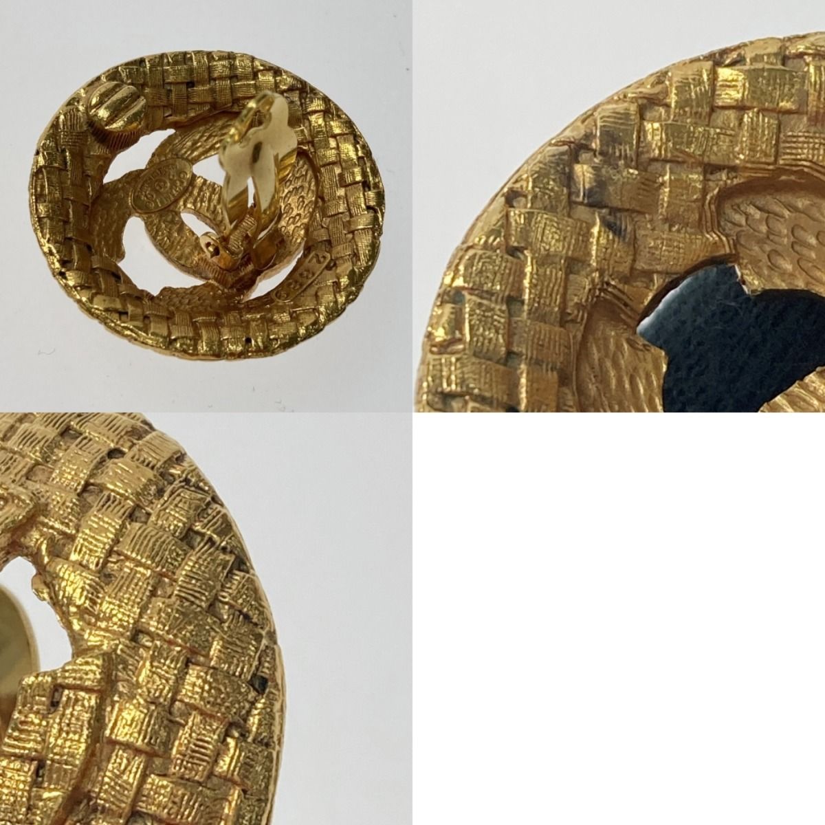 Chanel Cocomark Round Earring GP Gold 29 Vintage