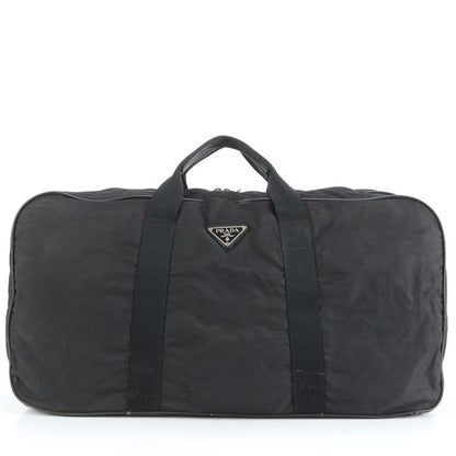 Prada Tessuto Nylon Triangle Logo Leather Boston Bag Business Travel Tote