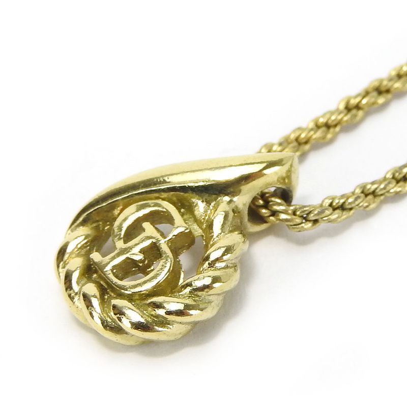 Christian Dior Necklace Metal Gold Plated Accessories CD Logo Ladies Women