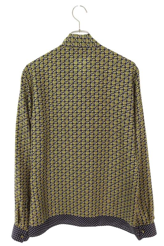 Gucci 747689 Zanl7 Multi Pattern Silk Long Sleeve Shirt Men's 46