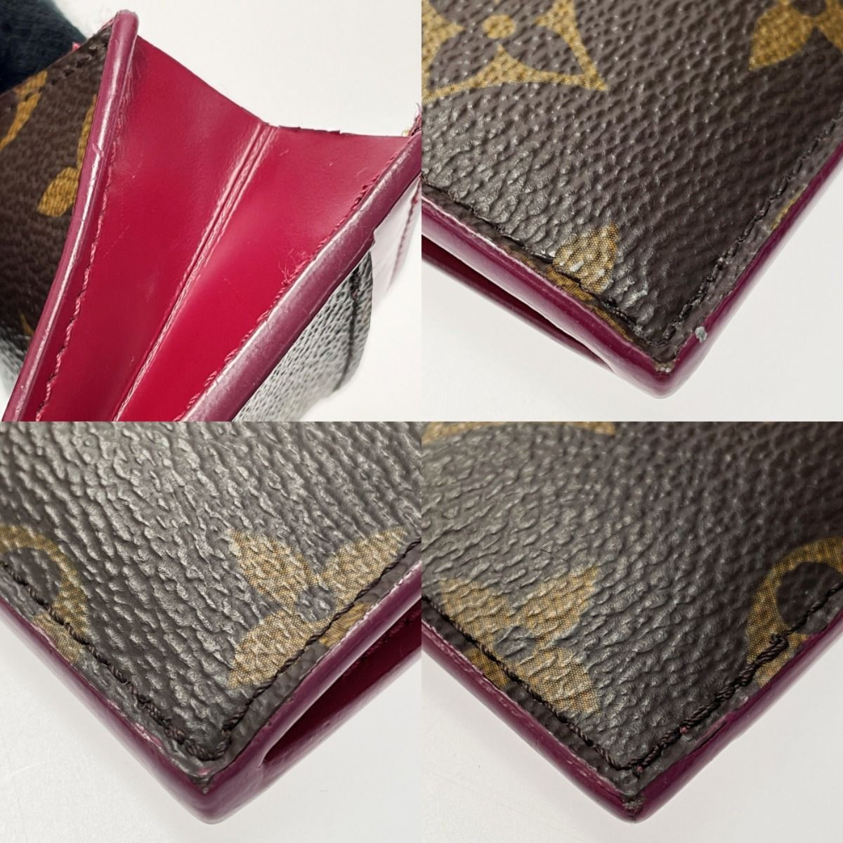 Louis Vuitton Porto Carte Zip Coin Case M67889 Monogram × Pink Ladies Gold