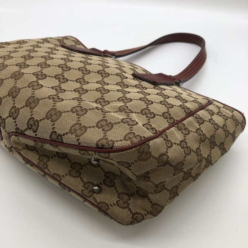 Gucci 113019 GG Canvas Tote Handbag Leather Brown Ladies Men Fashion Vintage