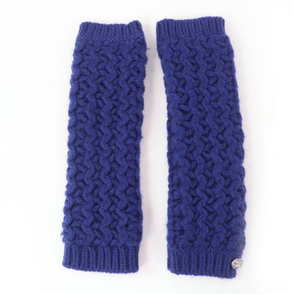 CHANEL P72987k10476 Knit Neck Warmer/arm Warmer 2-piece Set With Coco Mark Blue