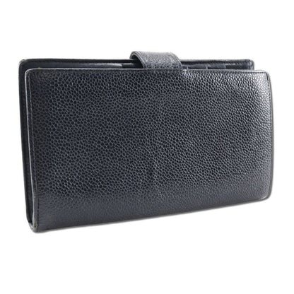 Chanel Caviar Skin Black Women's Long Wallet