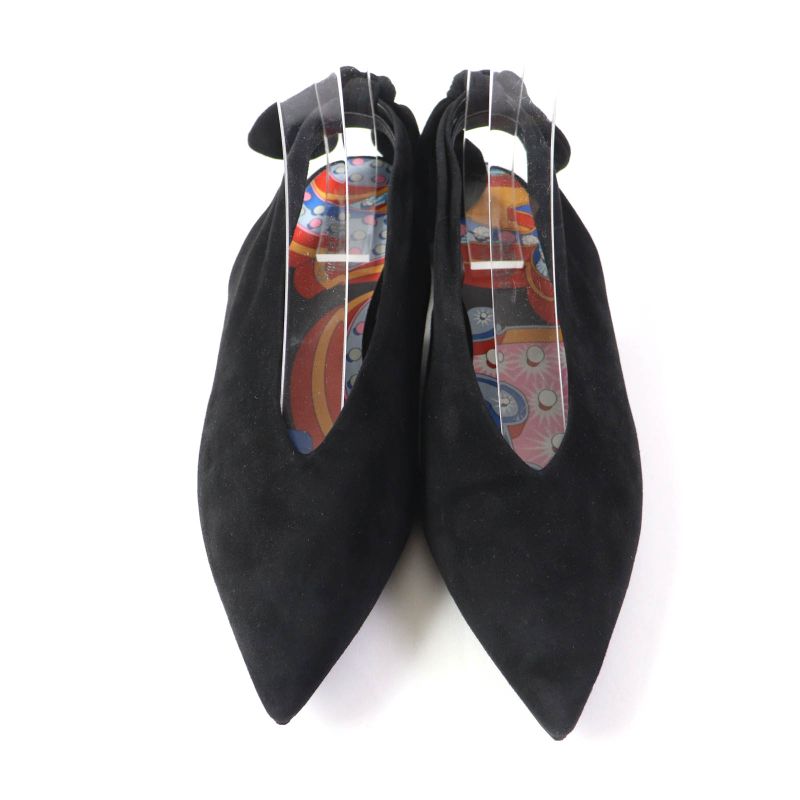Hermes 2022 Suede Leather Pointed Toe Pumps With Back Bow Black 37 Storage With