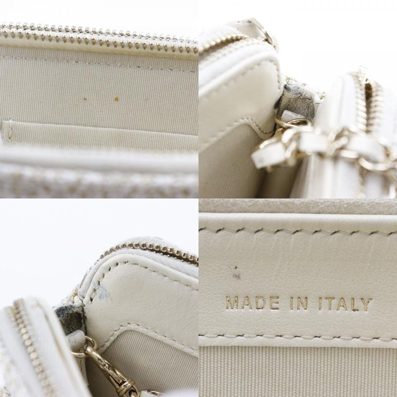 Chanel Deauville Chain Shoulder 2WAY Clutch A84415 Tweed White Ladies Shoulder