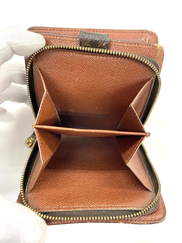 Louis Vuitton Monogram Compact Zipped Folding Wallet M61667 Brown Made In France