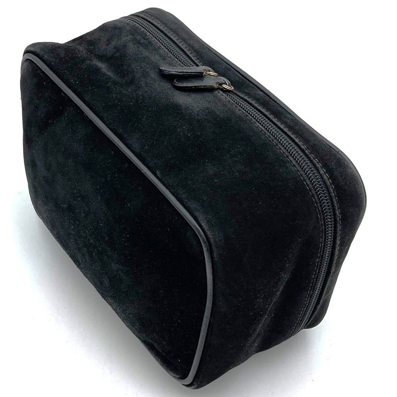 Gucci 032 106 0140 Vanity Bag Pouch Horsebit Black Suede Leather Fashion Women