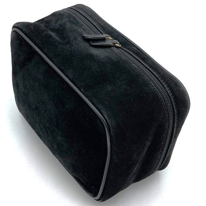 Gucci 032 106 0140 Vanity Bag Pouch Horsebit Black Suede Leather Fashion Women
