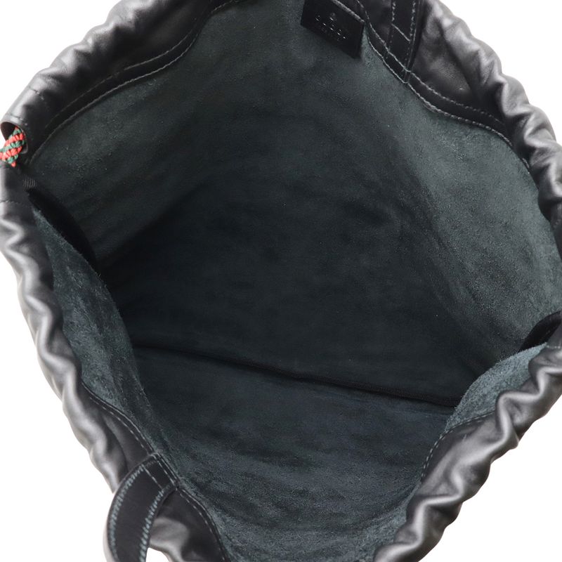 Gucci Print Coco Capitan Drawstring Backpack Sac 2WAY Tote Leather Black 494053