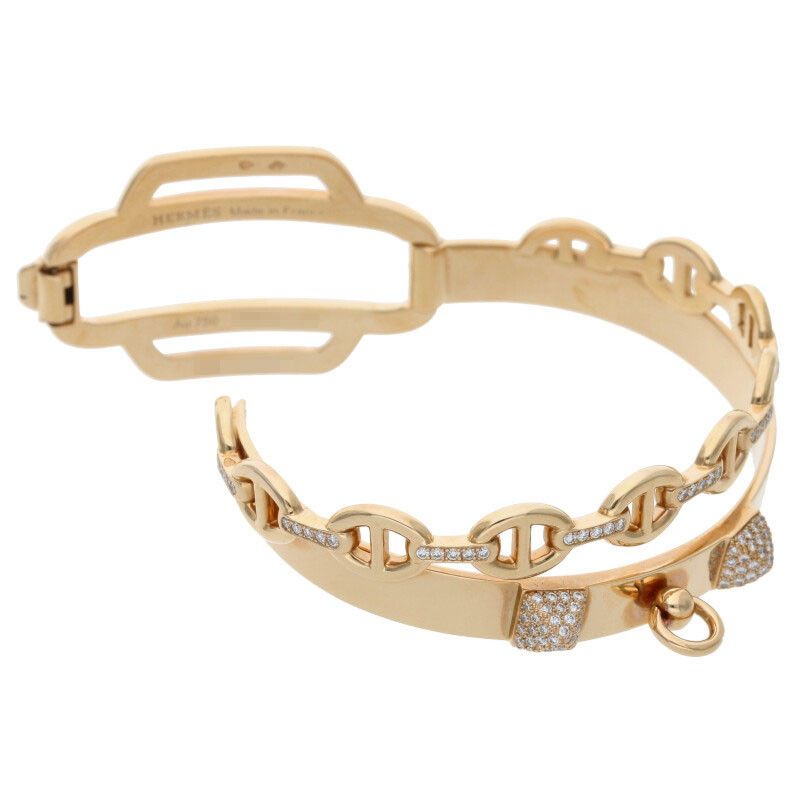 Hermes Collier De Chien Double Tour Collier De Chien Chaine D'ancre 18K Pink