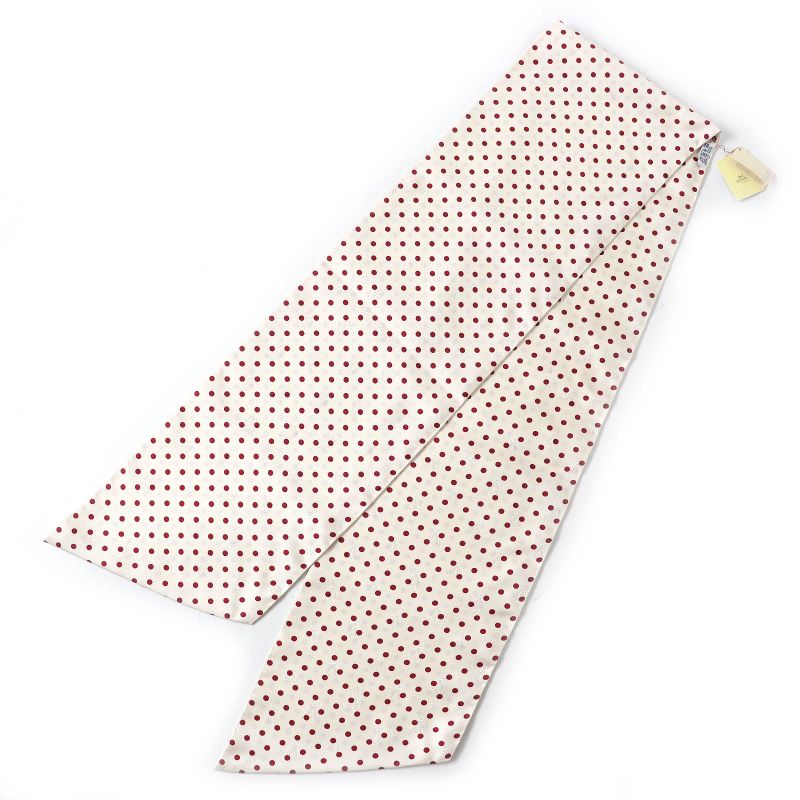 Hermes 099882s Maxi Twilly 100% Silk Ivoire/rouge Bee Insect Dotted Calais