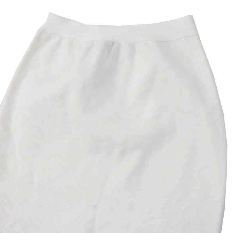 Fendi 2023 Fzq719 ANZE Logo Pattern Long Tight Skirt White Pink Gray 36 Made