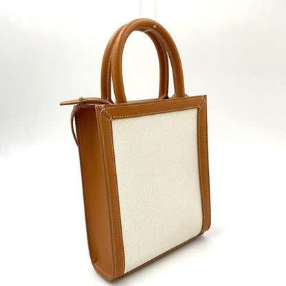 Celine Printed Canvas MINI Cabas Vertical Leather X Canvas Off White X Light