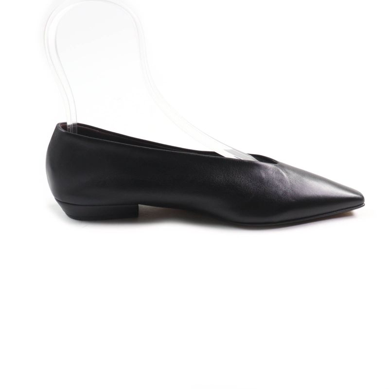 Bottega Veneta Square Toe Leather Flat Pumps Black 35 With Box