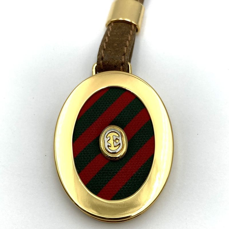 Gucci Key Holder Gold Hardware Retro Sherry Line Leather Brown Ladies Men