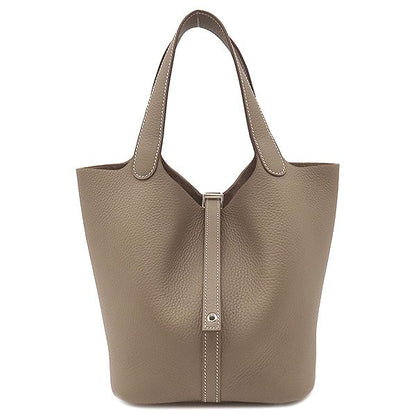 Hermes Handbag Picotin Lock MM Taurillon Clemence Etoupe Silver Hardware Never