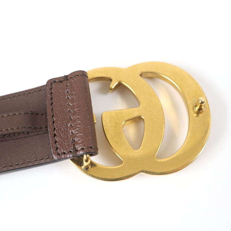Gucci×adidas 406831 GG Marmont Leather Belt Brown Gold Hardware 65 And 26