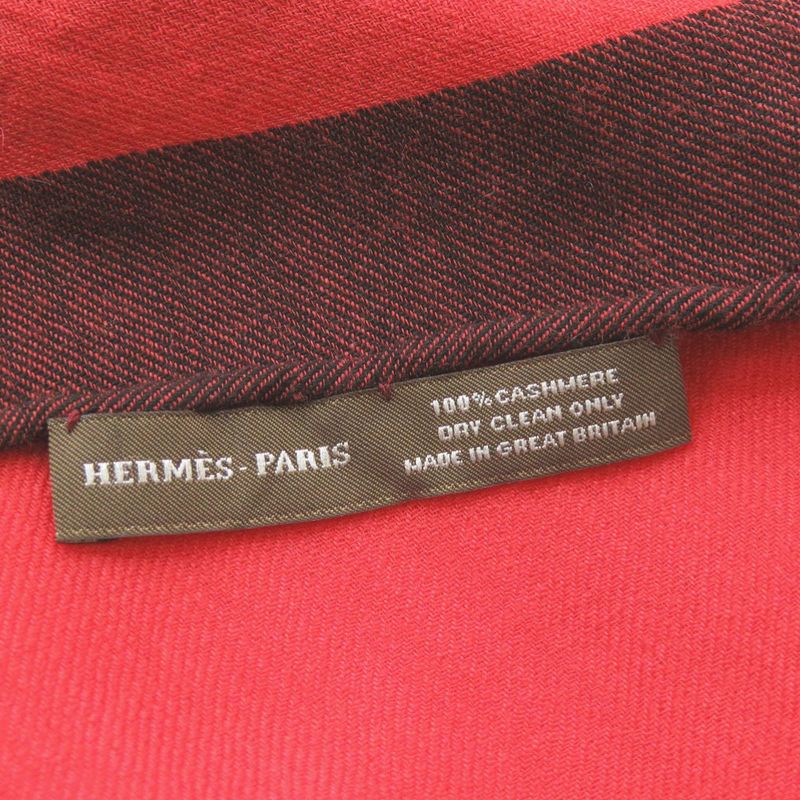 Hermes Cashmere Red Stole Red 0454 Hermes