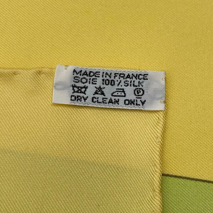 Hermes Carre 90 Scarf Linares Animals Birds Camo Yellow