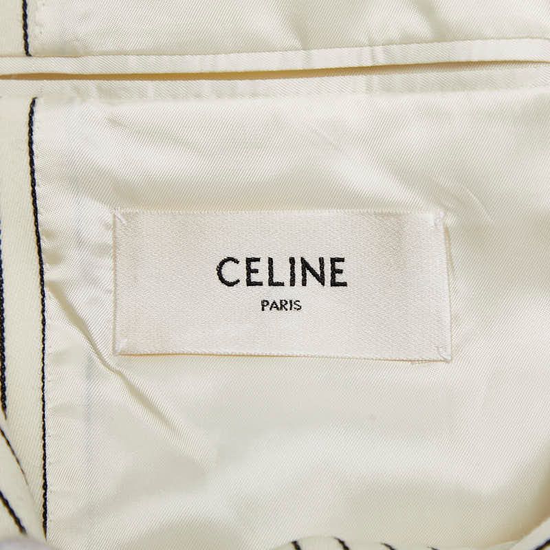 Celine Stripe 2B Tailored Jacket Bleather Size 48 2v376881c Off White Black