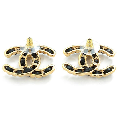 Chanel Earrings Logo Earrings Gold/black