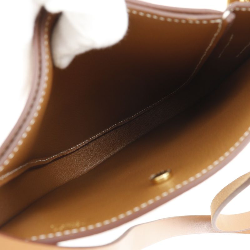 Hermes Perspective Cavaliere 21 Togo Gold Brown U Unisex Shoulder Bag