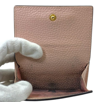 Gucci 745988 Horsebit Trifold Wallet Compact Wallet Leather Pink Logo Pink