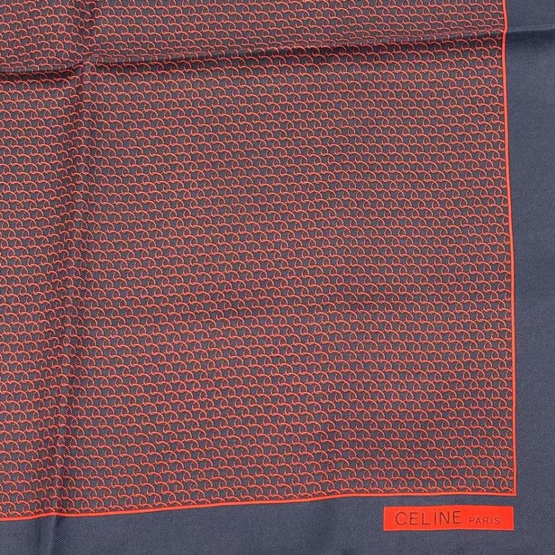 Celine Silk All Over Pattern Red Navy