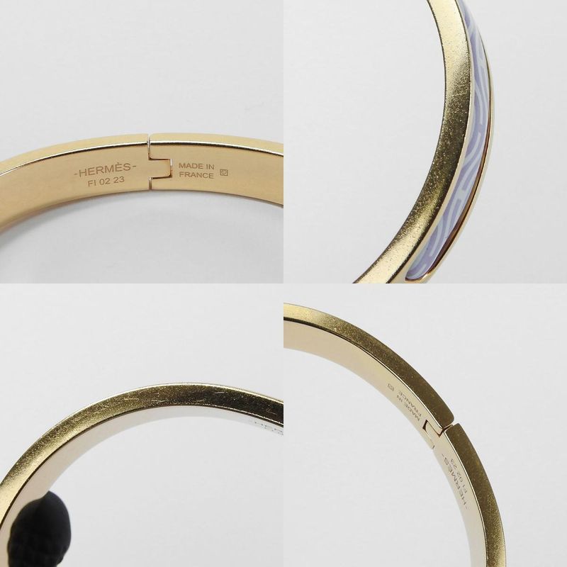 Hermes Bangle Mini Click Chaine D'ancre Metal Gold Silver Purple Bracelet
