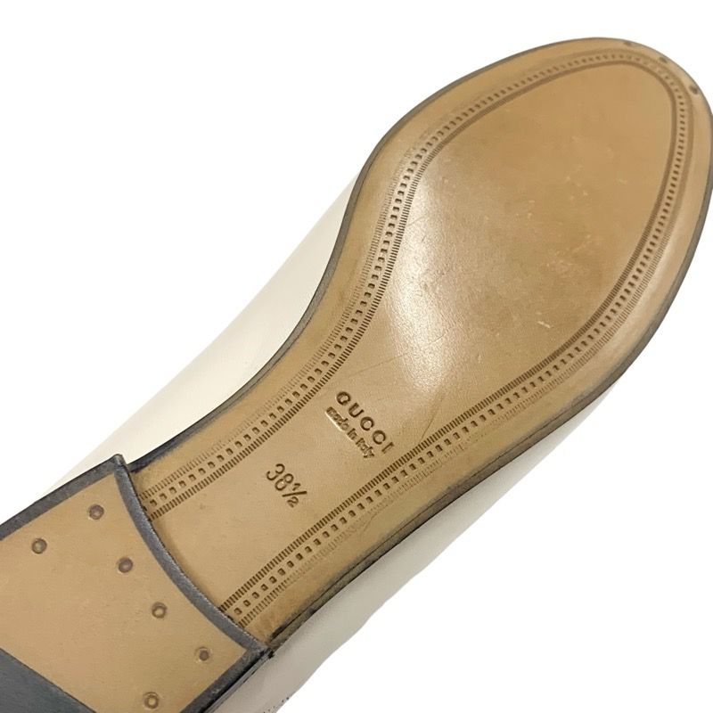 Gucci Loafer Leather Shoes Leather Ivory Gold Flat Shoes Horsebit