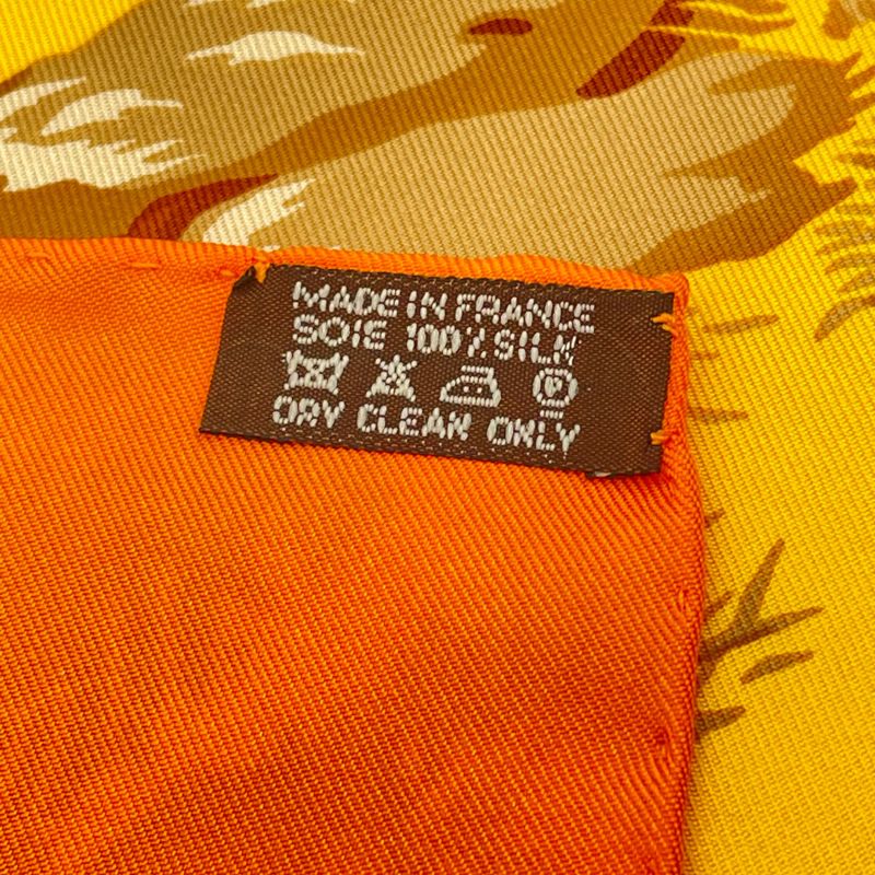 Hermes Carre 90 Tendresse Feline Wild Gentleness Scarf Silk Orange