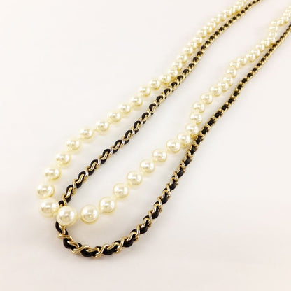 Chanel Necklace Mini Matelasse Bag Motif Coco Mark Fake Pearl Gold