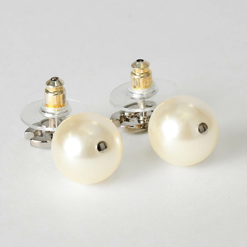 Chanel Earrings Faux Pearl Earrings Silver