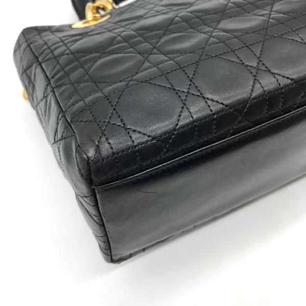 Dior Lady 2-Way Cannage Hand Bag Black