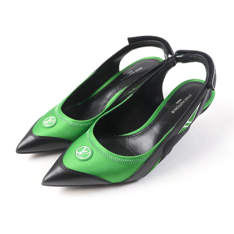 Louis Vuitton Arkwright Line Pointed Toe Back Strap Pumps With Rubber LV Logo