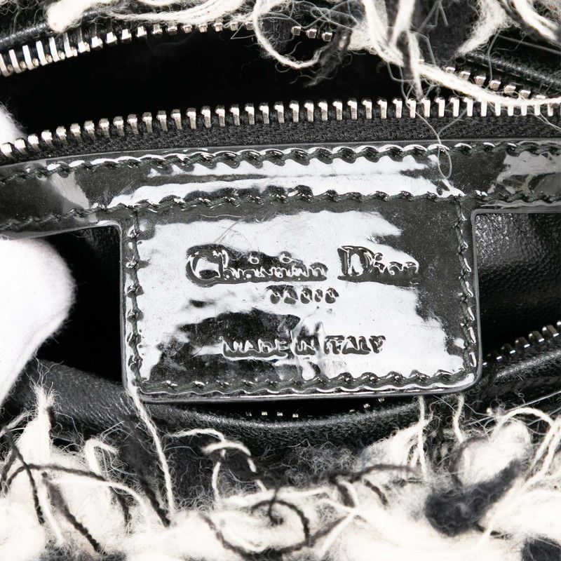 Dior Lady Dior Cannage Handbag Shoulder Bag 2WAY Black White Pink Tweed Leather