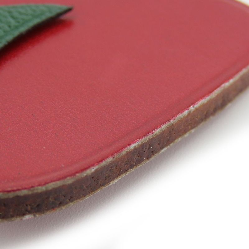 Hermes Bag Charm Apples Fruit Leather Silver 925 Red Silver Hardware Accessories