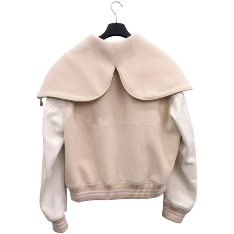Louis Vuitton Sailor Varsity 1afqm3 Calf Wool Glass Beige LV White Blouson 1185