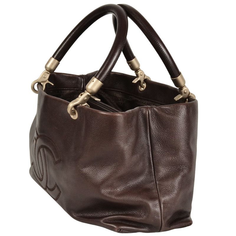 Chanel Coco Mark Decacoco Handbag Caviar Skin Brown Gold Hardware