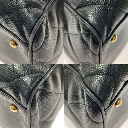 Chanel Matelasse Boston Bag Large Black Caviar Skin Coco Mark Gold Hardware