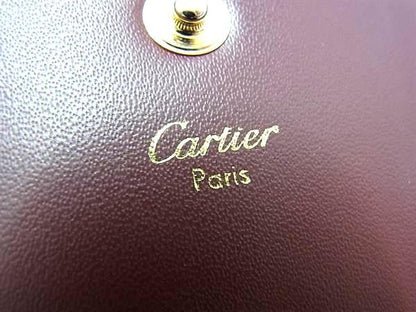 Cartier Must Line Leather Coin Case Coin Purse Ladies Men's Bordeaux