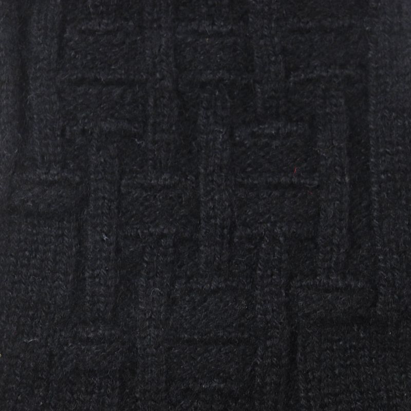 Hermes 17202g 100% Cashmere NOIR Black H Pattern Knitting Gloves Black S Made